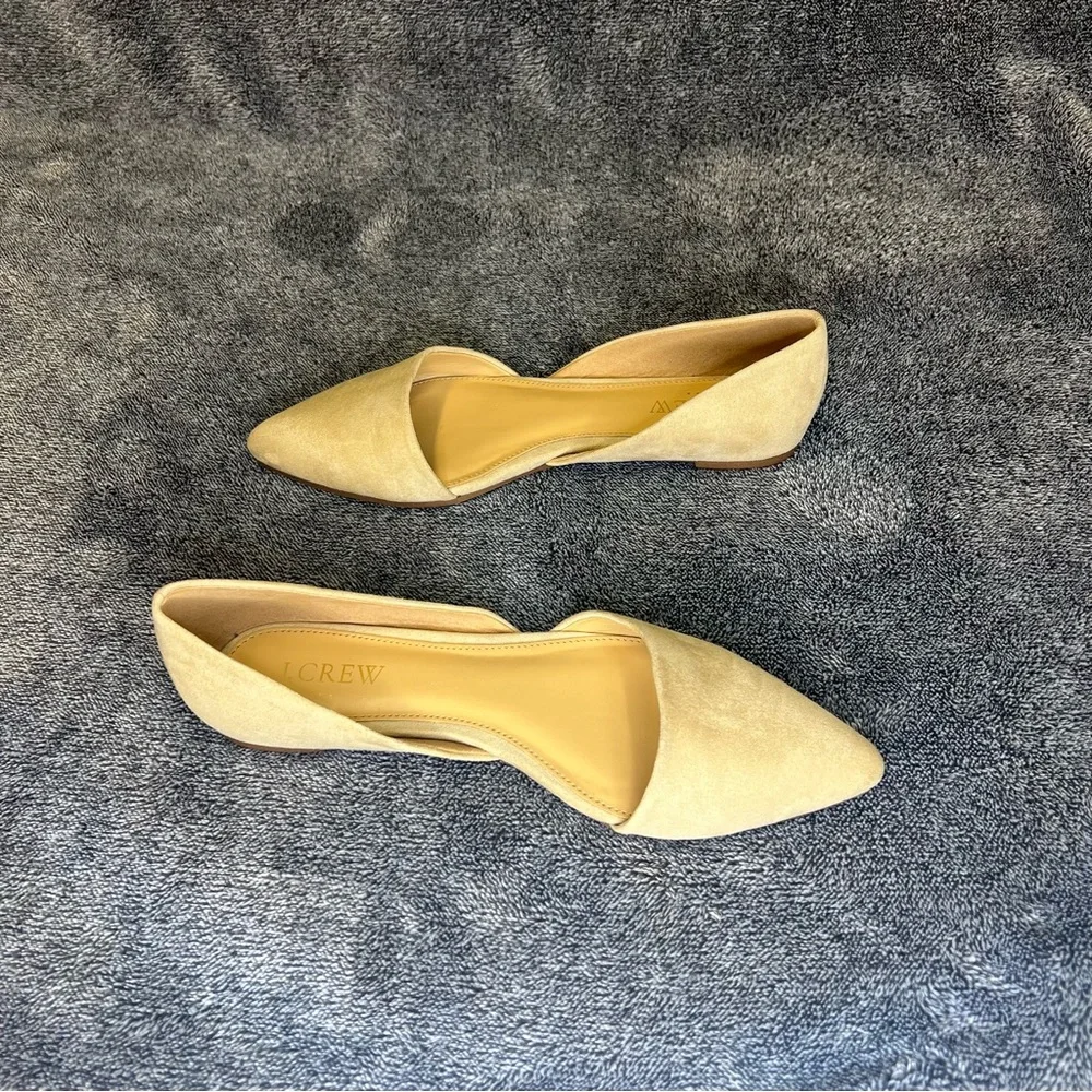 J Crew Zoe D'Orsay Flats Women's Size 6.5 Beige Tan Brown Pointed Toe Suede Shoe - Picture 6 of 9